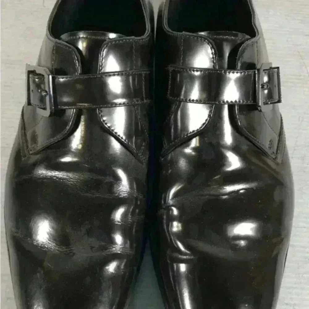 Versace Collection Men's Black Leather Monk Strap Dress Shoes Size 41